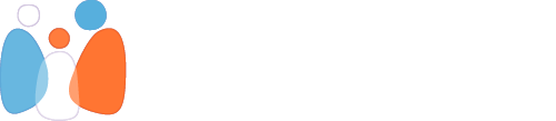 Logo des Bildungscampus Taufkirchen, es besteht aus drei abstrakten Figuren, die in einer Gruppe zusammenstehen und dem Namen Bildungscampus Taufkirchen.